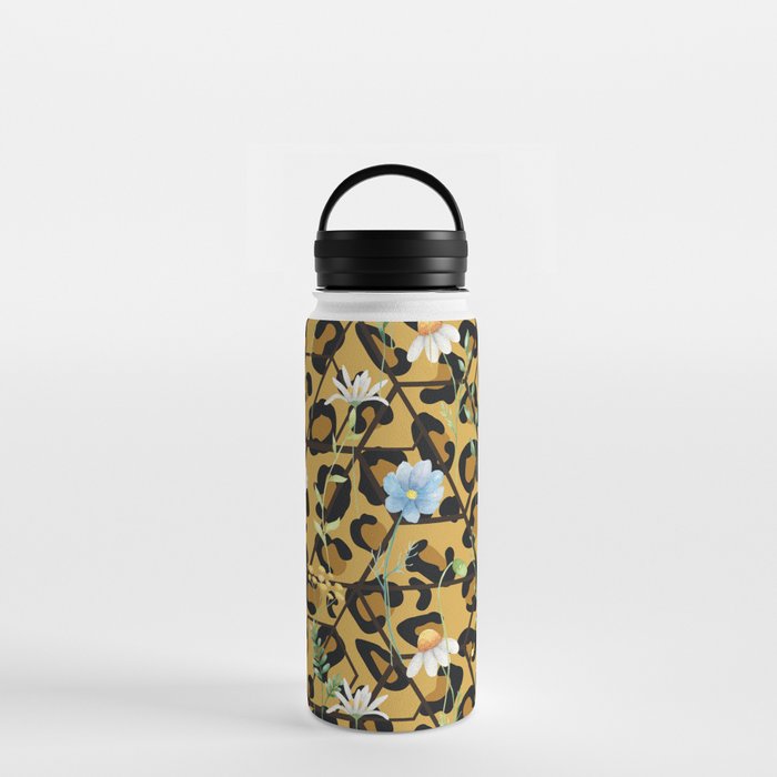 Leopard Print Geometric Wildflowers Water Bottle