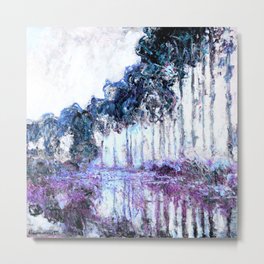 Monet : Poplars Lavender Periwinkle Deep Blue Metal Print | Monetframedart, Periwinkle, Purple, Monet, Trees, Impressionism, Sophisticated, Teal, Painting, Lavender 