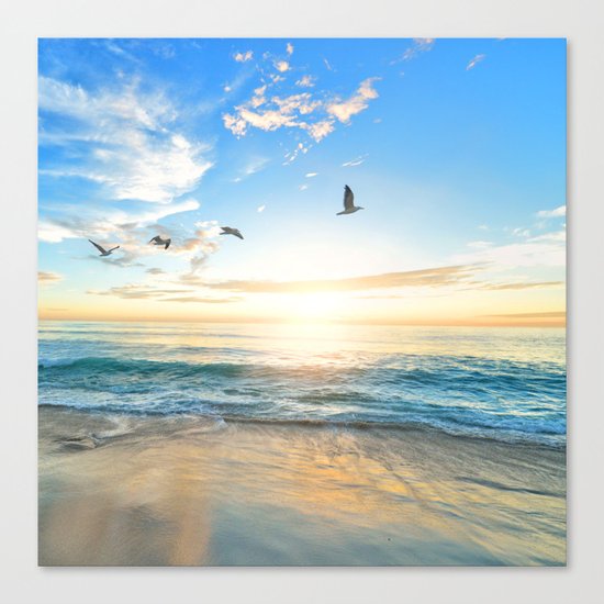 Blue Sky with Birds Canvas Print