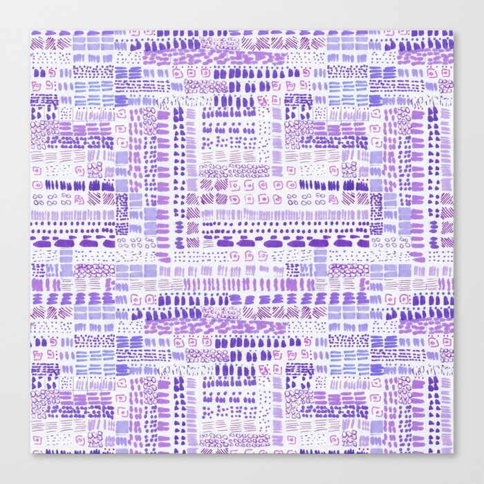 purple lilac ink marks hand-drawn collection Canvas Print