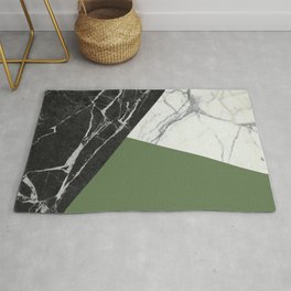 Black and White Marble with Pantone Kale Rug