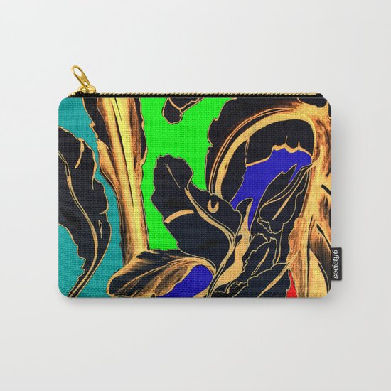 Blue Green Orange Black and Gold, Stand Up Red Carry-All Pouch
