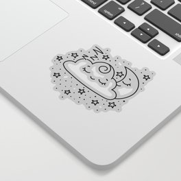 Sleeping moon and cloud with stars and zzzz Sticker