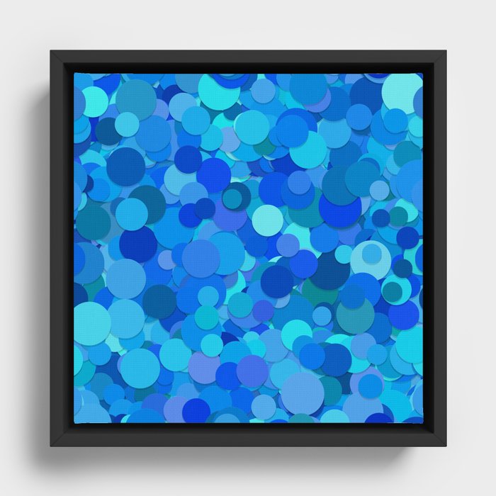 Blue Navy Circles Pattern Design Framed Canvas