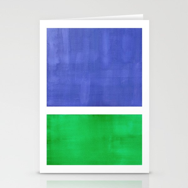 Mid Century Modern Minimalist Colorful Pop Art Rothko Inspired Color Field Blue Emerald Green Stationery Cards