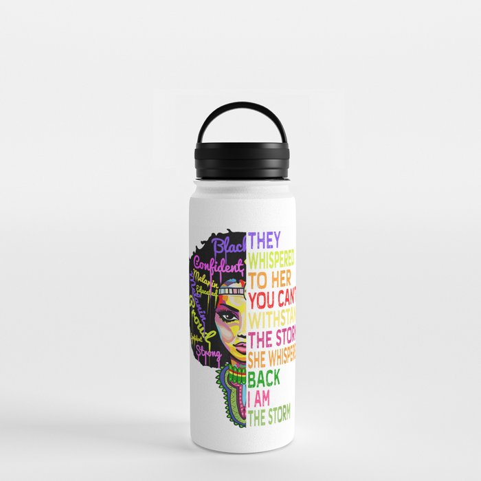 I Am The Storm Strong African Woman - Black Water Bottle