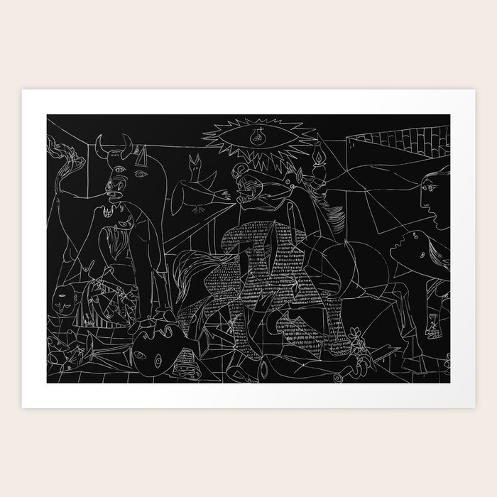 Picasso Line Art - Guernica (Black) Art Print by shamila ...