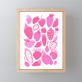 Pink Strawberries Framed Mini Art Print