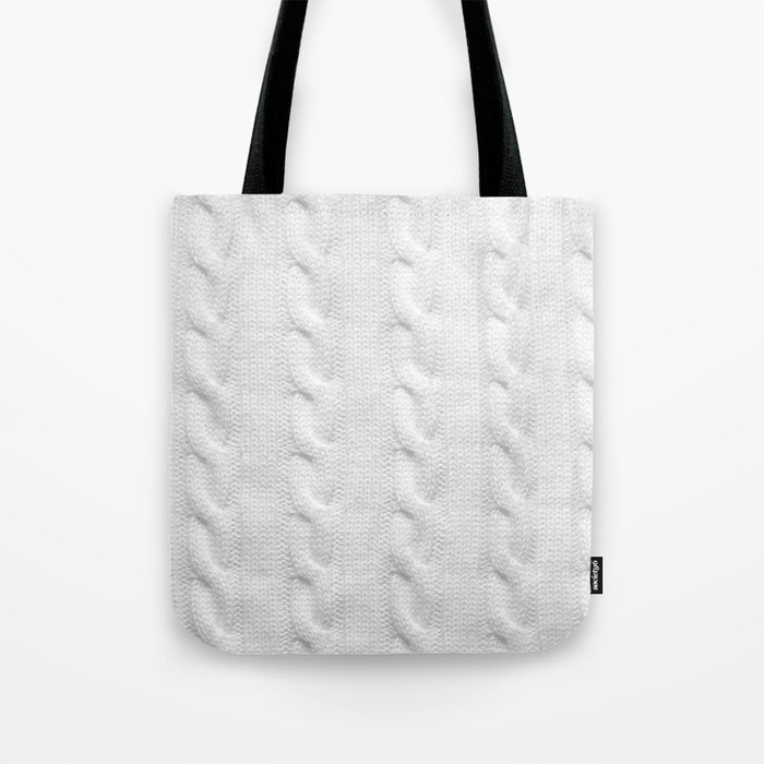 Plain Cable-Knit Tote Bag