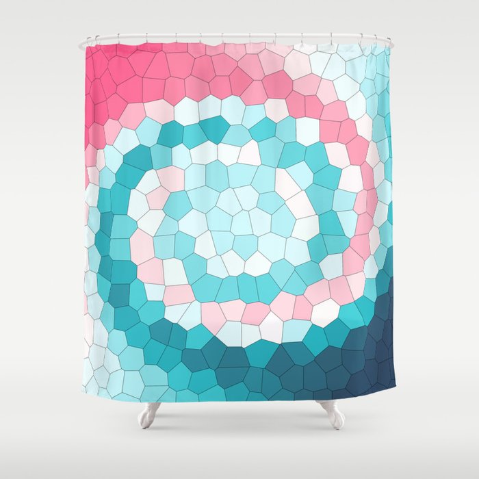 Red White Blue Swirly Stained Glass Abstract Art Shower Curtain