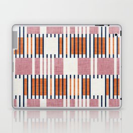 Bold minimalist retro stripes // midnight blue orange and dry rose geometric grid  Laptop Skin