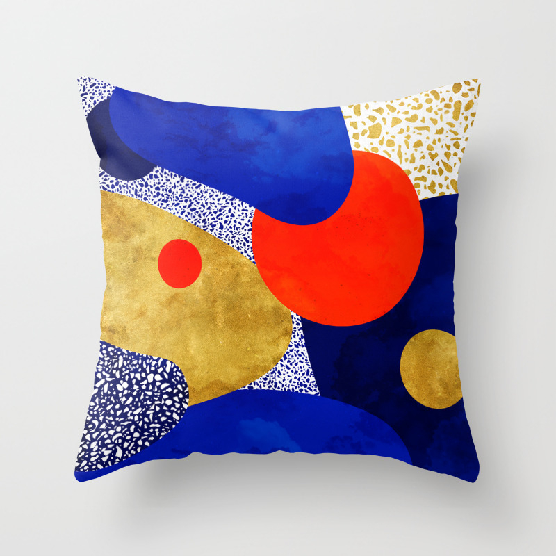 Terrazzo Galaxy Blue Night Yellow Gold Orange Throw Pillow By