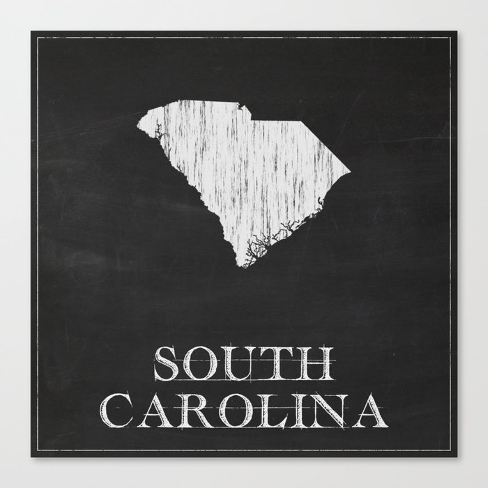 South Carolina State Map Chalk Drawing Canvas Print