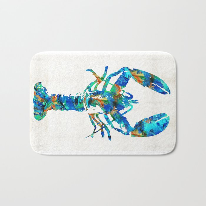 Blue Lobster Art by Sharon Cummings Bath Mat
