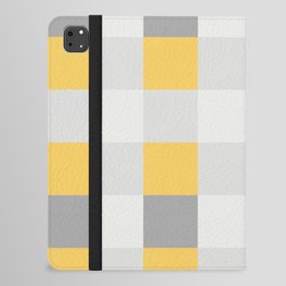 Yellow Gray White Large French Checkered Pattern iPad Folio Case