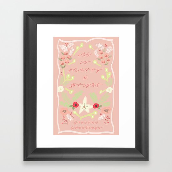 Christmas Floral Print Framed Art Print