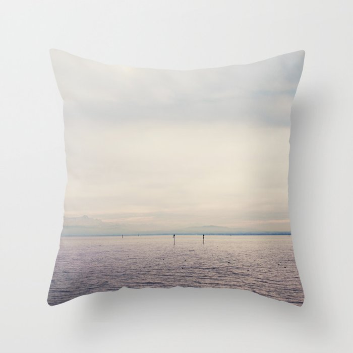 sunset along Lake Constance in Germany ... Throw Pillow