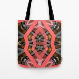 Living Coral Pantone Colour of the Year 2019 pattern decoration with neoclassical architecture Tote Bag