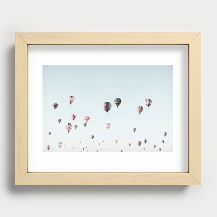 Hot Air Balloons Blue Sky Recessed Framed Print