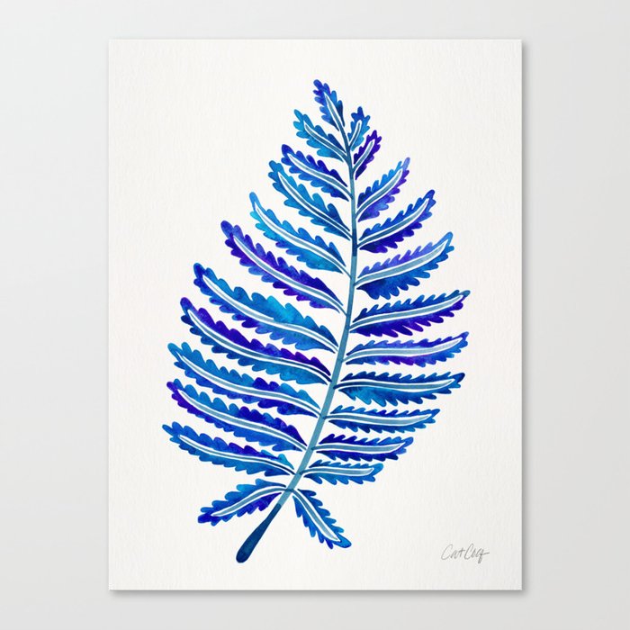 Fern Leaf – Navy Palette Canvas Print