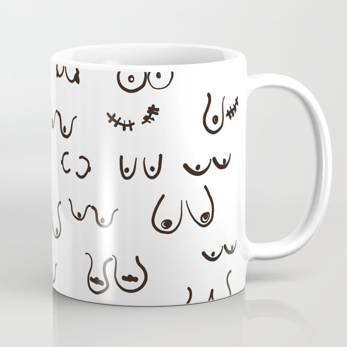 Boobs Sketch Black and White Coffee Mug by Dagitab