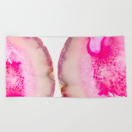 Shocking Pink Agate Beach Towel