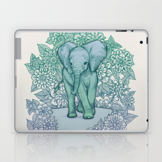 Emerald Elephant in the Lilac Evening Laptop & iPad Skin