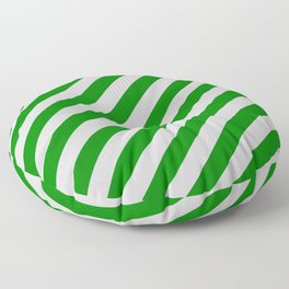 [ Thumbnail: Light Gray and Green Colored Stripes/Lines Pattern Floor Pillow ]