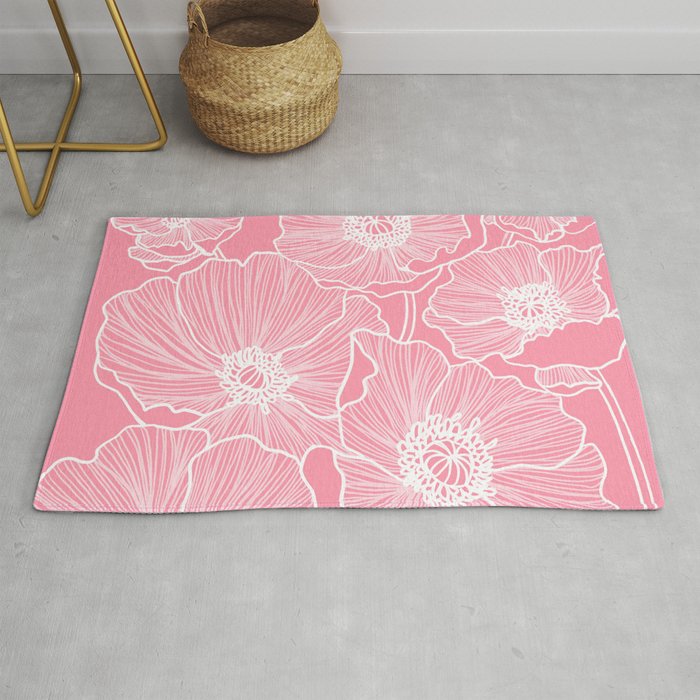 Light Pink Poppies Rug