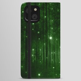 Glowing Emerald Green Forest iPhone Wallet Case