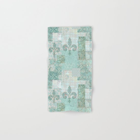 teal baroque vintage patchtwork Hand & Bath Towel