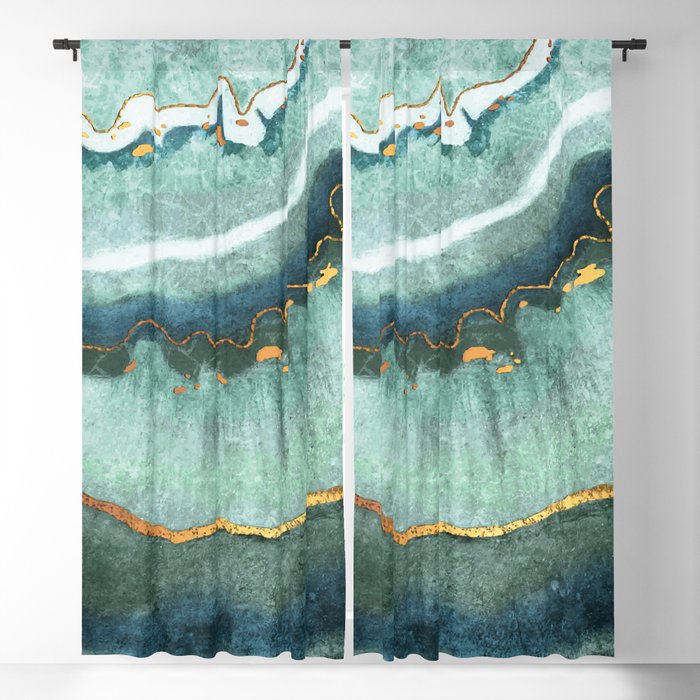 Gold Turquoise Agate Blackout Curtain