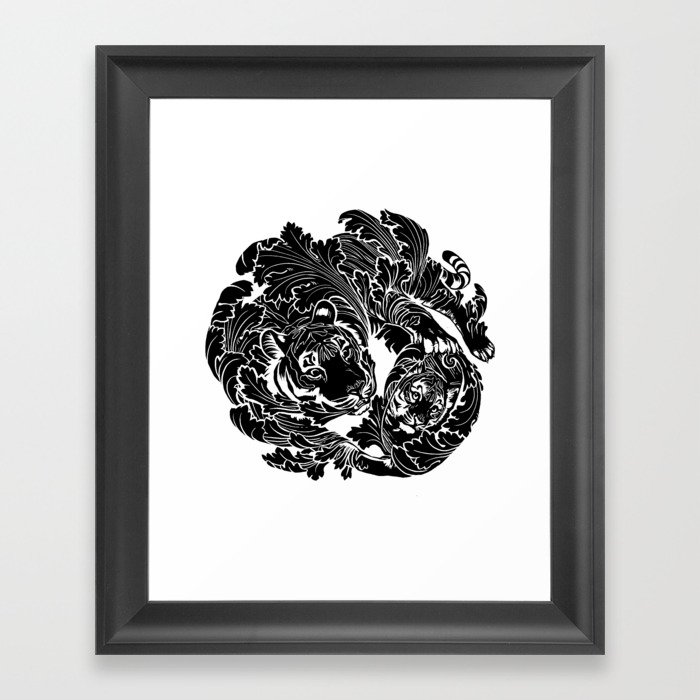 The Tiger and the Mirror Framed Art Print