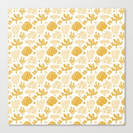 Mustard Coral Silhouette Pattern Canvas Print