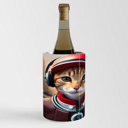 Teen cute cat wearing headphones. Wine Chiller