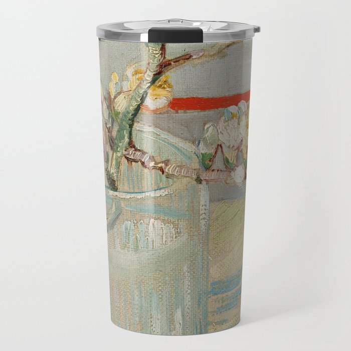 Vincent van Gogh - Sprig of flowering almond in a glass Travel Mug