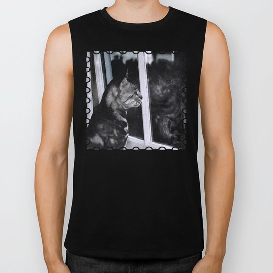 Cat Reflection And The Snapped Menace Biker Tank
