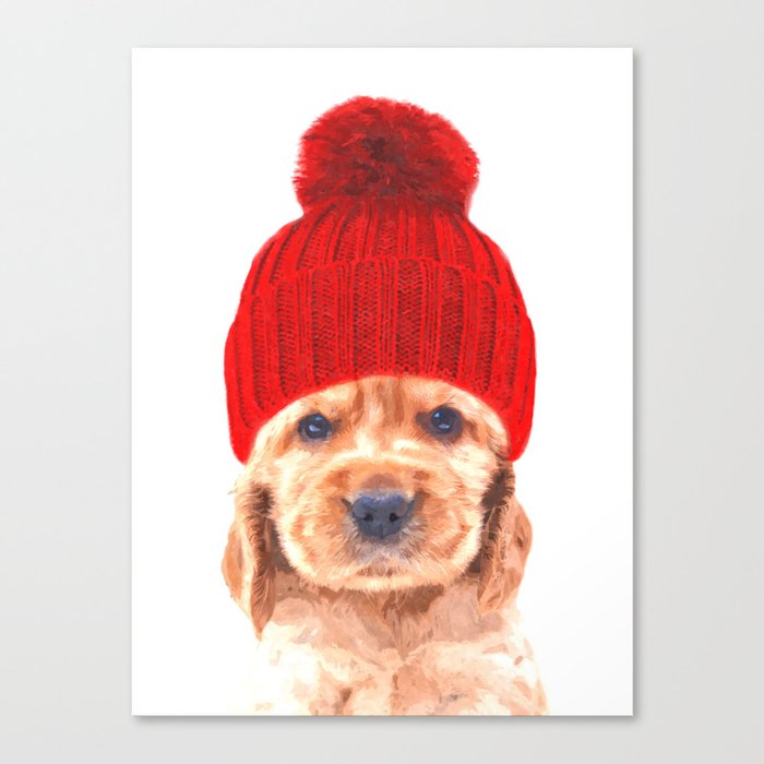 Cocker spaniel puppy with hat Canvas Print