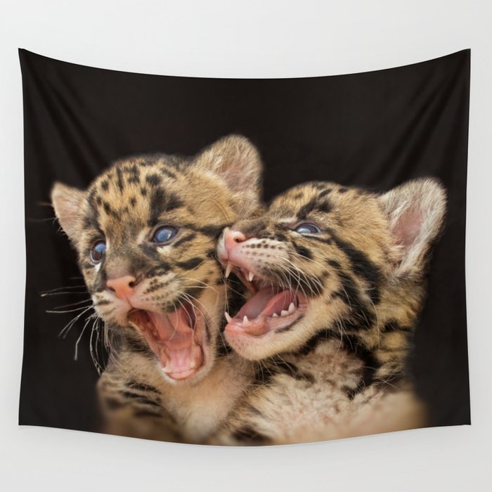 CLOUDED LEOPARD CUBS LOVE Wall Tapestry