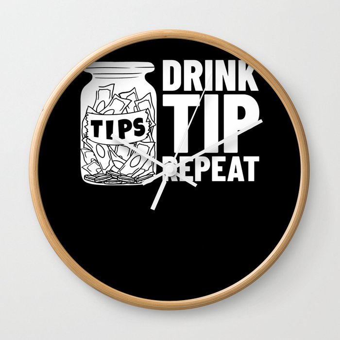 Bartending Tip Jar Tipping Bartender Wall Clock