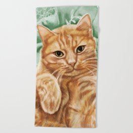 Soft and Purry Orange Tabby Cat Beach Towel