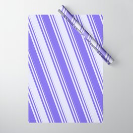 [ Thumbnail: Medium Slate Blue & Lavender Colored Striped Pattern Wrapping Paper ]