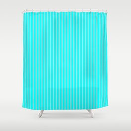 [ Thumbnail: Aqua & Light Grey Colored Lines/Stripes Pattern Shower Curtain ]