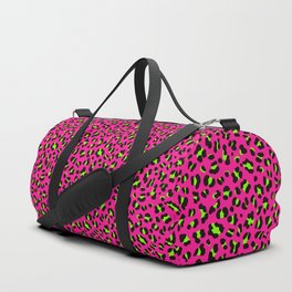 80s Neon Pink and Lime Green Leopard Duffle Bag