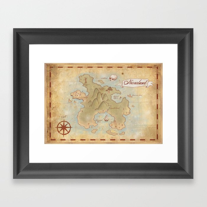 Map of Neverland Framed Art Print