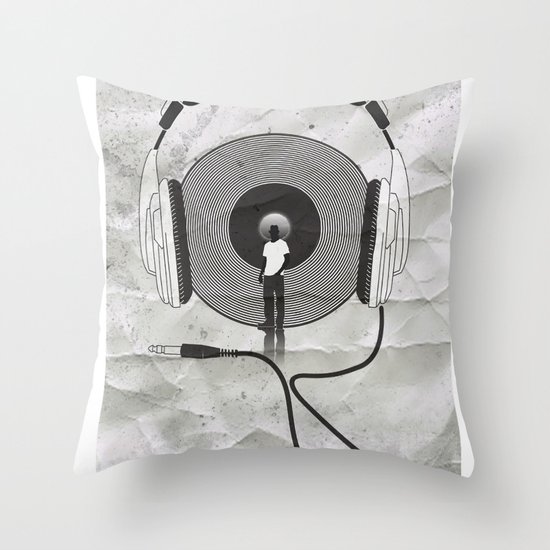 vinyl afro Throw Pillow