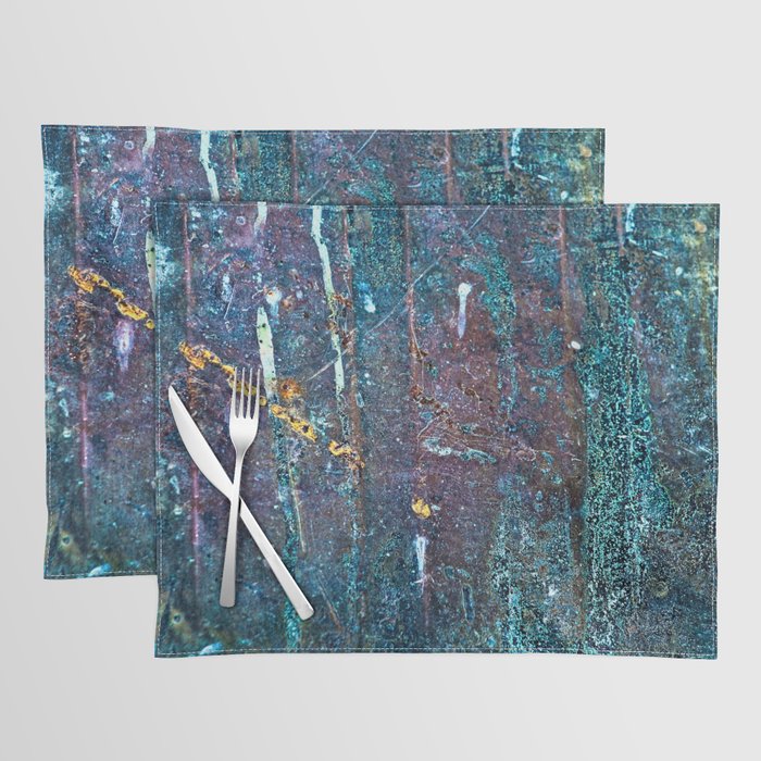 Abstract Cobalt Blue Rusty Metal Weathered Texture Placemat