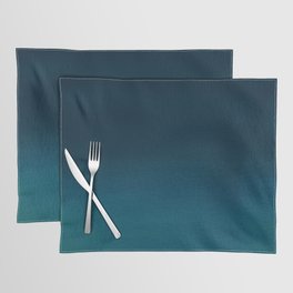 Navy blue teal hand painted watercolor paint ombre Placemat
