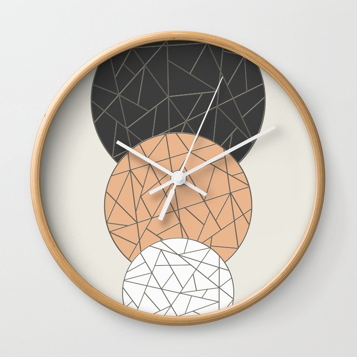 TRIAD ON BEIGE (abstract circles) Wall Clock