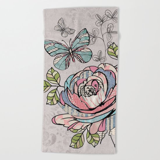 Paper Flowers #2 Beach Towel
